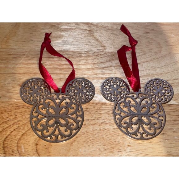 Disney Movie Club 2017 Reward Exclusive Mickey Mouse Metal Ornaments Set Of 2 - Picture 2 of 4